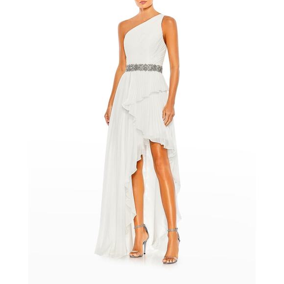 NWT Mac Duggal Hi-Low Pleated Chiffon Gown Sz 6